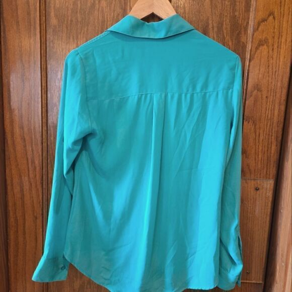 EXPRESS Portofimo Shirt Green Long Sleeves Pockets - Picture 6 of 9